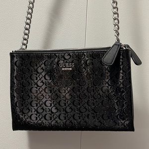Guess black monogram logo crossbody purse bag used once